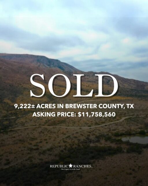 SOLD | Calamity Creek Ranch

Congratulations to the new owners of Calamity Creek Ranch! Republic Ranches was proud to represent the buyers in the acquisition of this exceptional West Texas property. A great piece of the Trans-Pecos has officially found its next stewards.

View Our Available Listings | republicranches.com/properties

#RepublicRanches #Sold #CalamityCreekRanch
