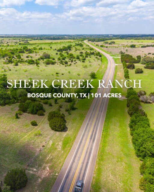 SHEEK CREEK RANCH | Valley Mills, Texas | 101± Acres | $1,060,500

Located between Lake Whitney and Lake Waco, Sheek Creek Ranch offers 101± acres of rolling Blackland Prairie and northern Hill Country terrain in southern Bosque County.

The property features mature live oaks, mesquite, elm, and hackberry, along with a seasonal creek, earthen tank, two historic hand-dug wells, and abundant wildlife including whitetail deer, turkey, dove, and hogs. With paved FM-2490 frontage, electricity available, and no existing structures, the ranch offers a blank canvas for a future home, weekend retreat, or recreational property.

Listing Details | republicranches.com/properties/texas/blackland-prairie/sheek-creek-ranch